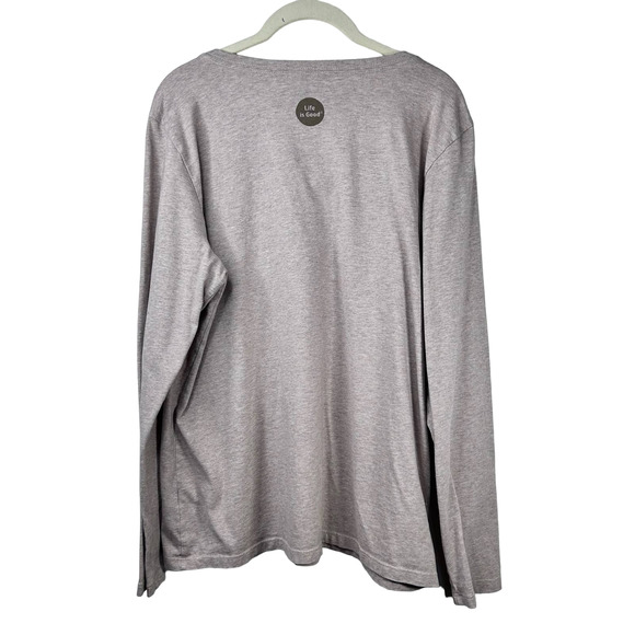 Life is Good Tan Ice Hockey Theme V-Neck Long Sleeve T-shirt Womens Large - Picture 2 of 11